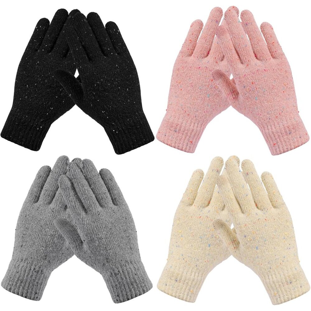 Winter Gloves For Women - 4 Pairs Winter Gloves With Touchscreen Fingers, Warm K